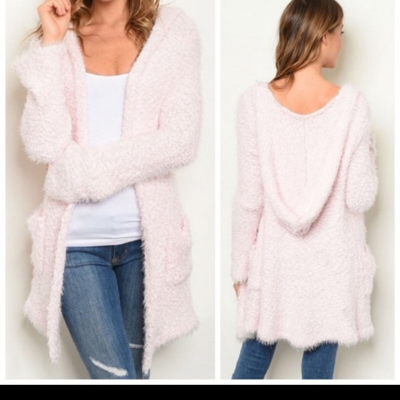 O&O Sweaters - Ultra Soft Fuzzy Blush Pink Cardigan